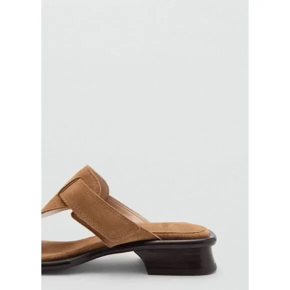 MNG by Mango $179 Leather Suede Thong Sandals Brown Womens 38 NEW - Picture 4 of 8